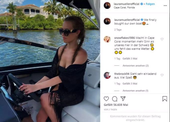 Laura Müller mit ihrem Boot. laura