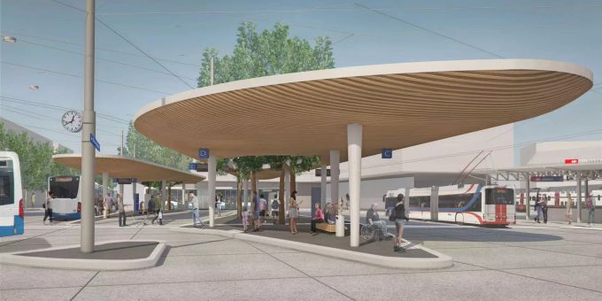 Der Bushub am Bahnhof Ebikon trägt zur Optimierung des Gesamtverkehrs bei und das Zentrum verschiebt sich in Richtung Mobilitätsknoten.