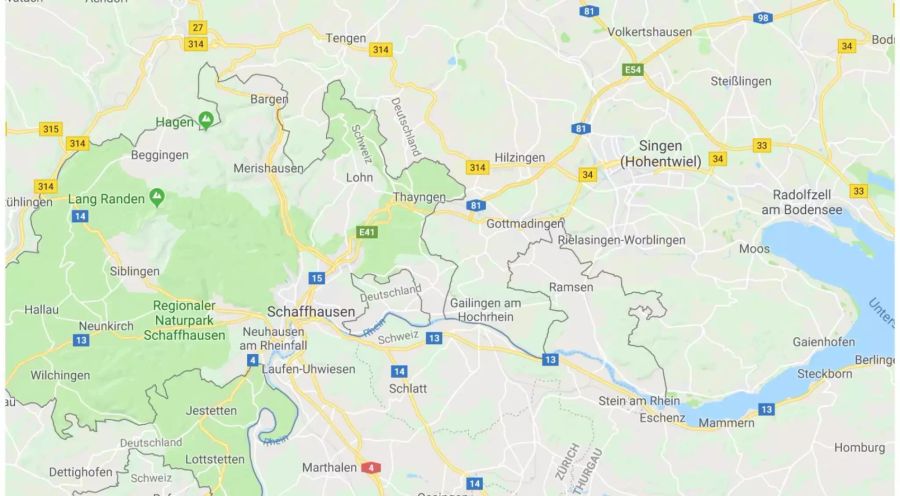 Die deutsche Stadt Singen liegt an der Schweizer Grenze.