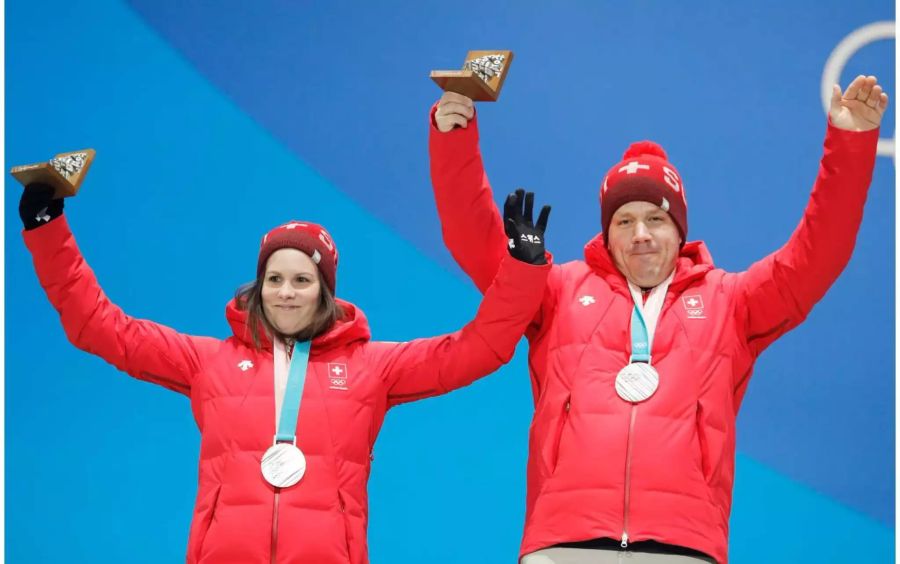 Jenny Perret und Martin Rios, Silber im Mixed-Curling.