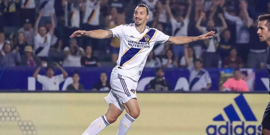 Zlatan Ibrahimovic jubelt über seinen 499. Karrieretreffer.