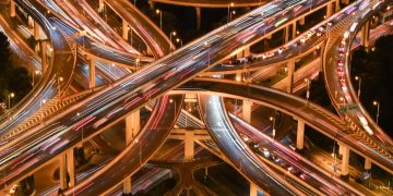 Das Foto zeigt ein Autobahnkreuz in China.