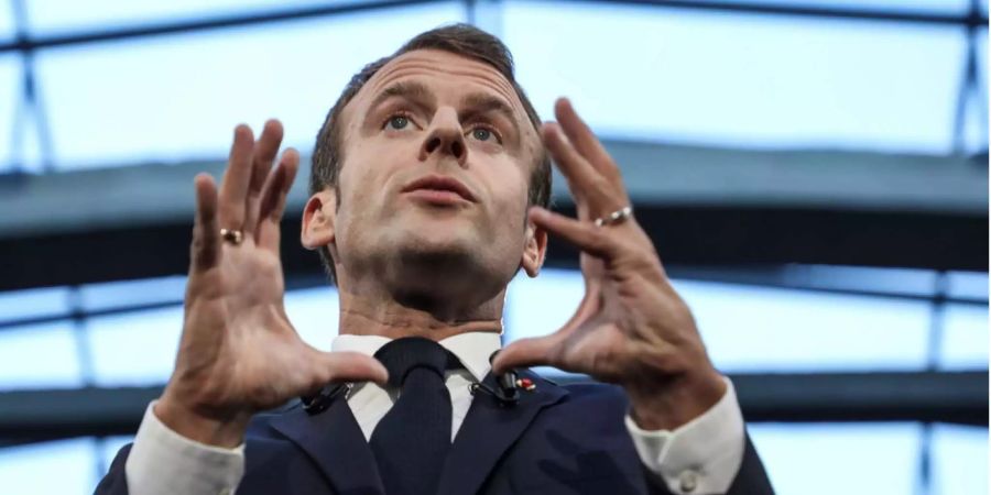 Frankreichs Präsident Emmanuel Macron bei seiner Rede in Paris.