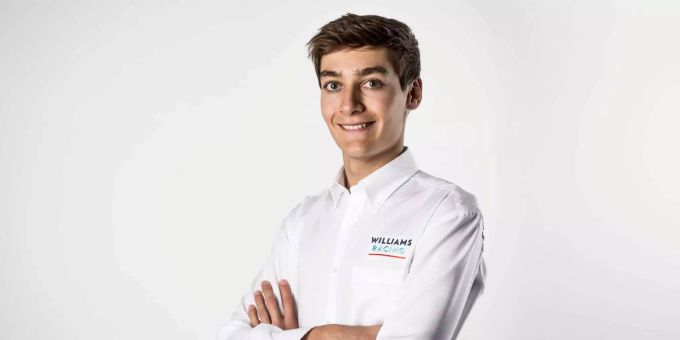 Das am 12.10.2018 von Williams Racing zur Verfügung Handout zeigt George Russell, Williams Racing Fahrer, bei einem Fototermin. Das am 12.10.2018 von Williams Racing zur Verfügung Handout zeigt George Russell, Williams Racing Fahrer, bei einem Fototermin.