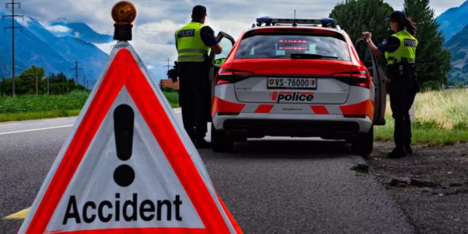 EIne Unfallstelle – Kantonspolizei Wallis.