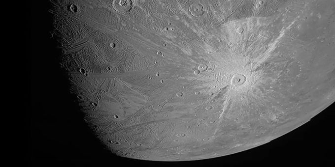 Ein Bild der Nasa-Sonde «Juno» vom grössten Jupiter-Mond Ganymed. ganymed juno nasa mond
