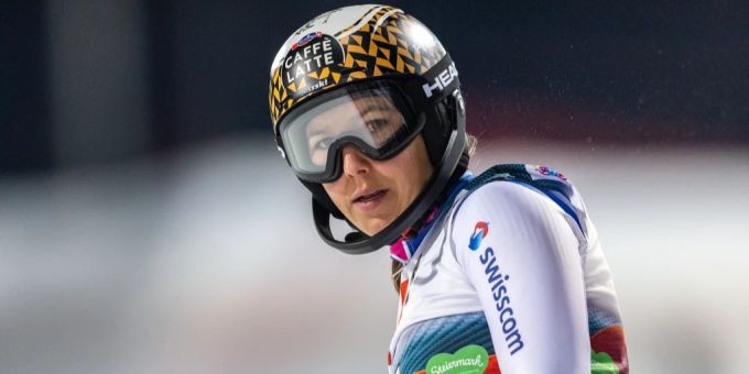 Wendy Holdener nach dem 2. Durchgang im Slalom der Damen am Dienstag, 11. Januar 2022, auf der Planai in Schladming. wendy holdener