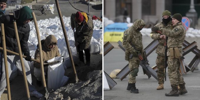 Ukraine Krieg: Wer die Hauptstadt nicht verlassen hat, hilft dabei, Kiew für den drohenden Grossangriff vorzubereiten. Ukraine Krieg