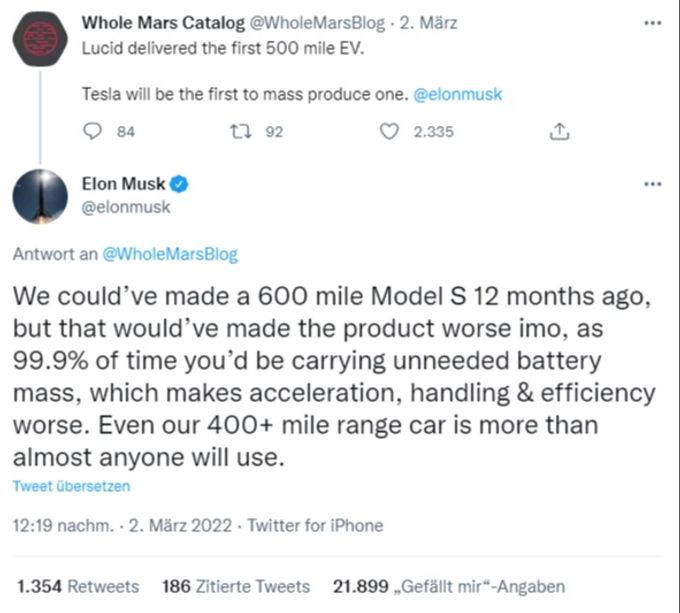 Auf Twitter erklärt sich Elon Musk zur beschränkten Reichweite. reichweite musk