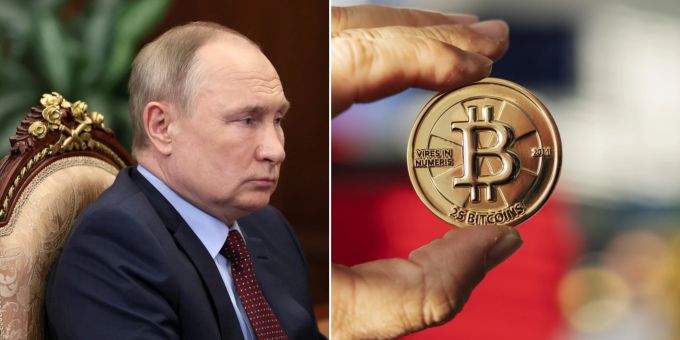 Sanktionierte russische Personen, darunter auch Wladimir Putin, könnten nur bedingt mit Bitcoin finanzielle Sanktionen umgehen. Bitcoin Putin Russland Sanktionen