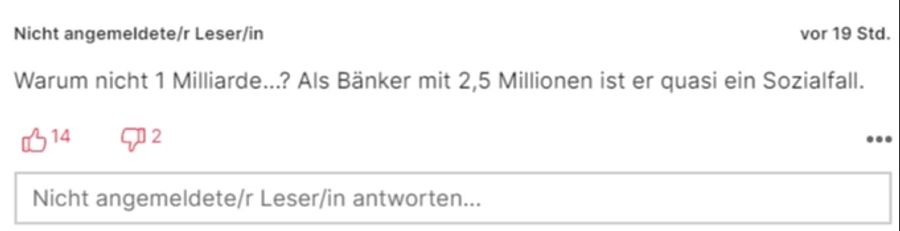 Auch hier hat jemand für Ermotti und sein Gehalt nur Spott übrig.