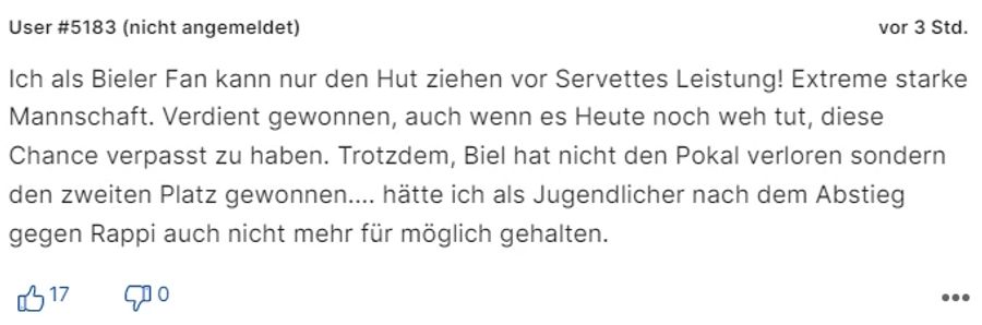 Dieser Leser zeigt auch im Moment der Niederlage Grösse.