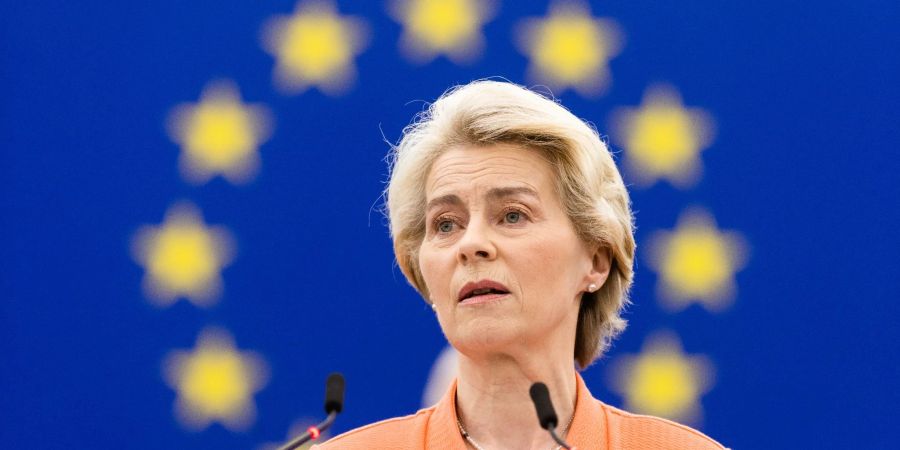 EU-Kommissionspräsidentin Ursula von der Leyen (CDU) kündigt einen Gesetzesvorschlag zur Munitionsproduktion in Europa an.