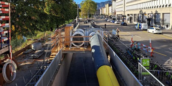 Velotunnel Zürich Hauptbahnhof. Zürich Hauptbahnhof