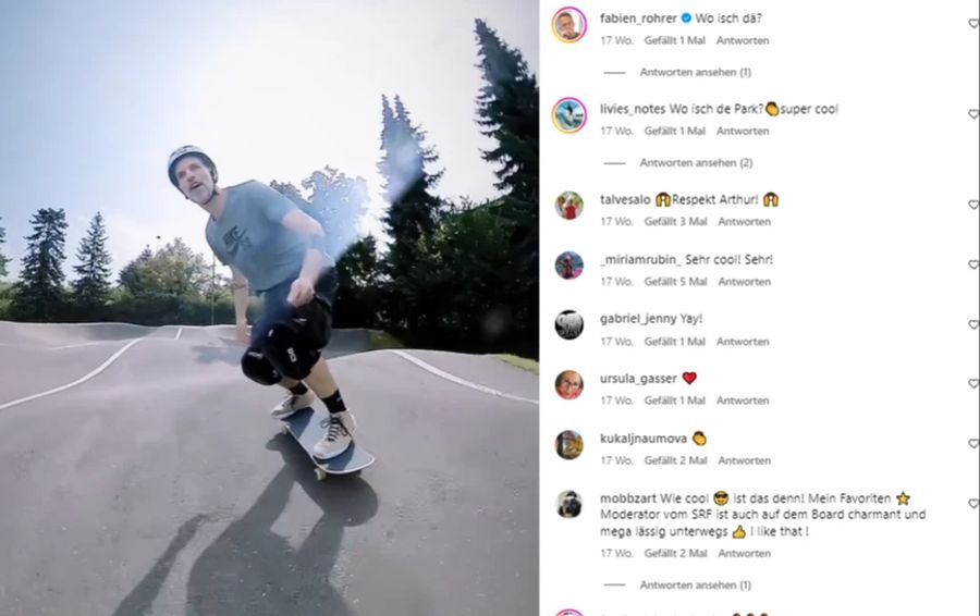 Der Moderator steht häufig auf dem Skateboard. So wie auch hier im vergangenen Sommer.