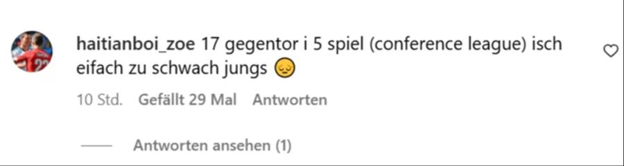 Dieser User bemängelt das Defensiv-Verhalten der Espen.