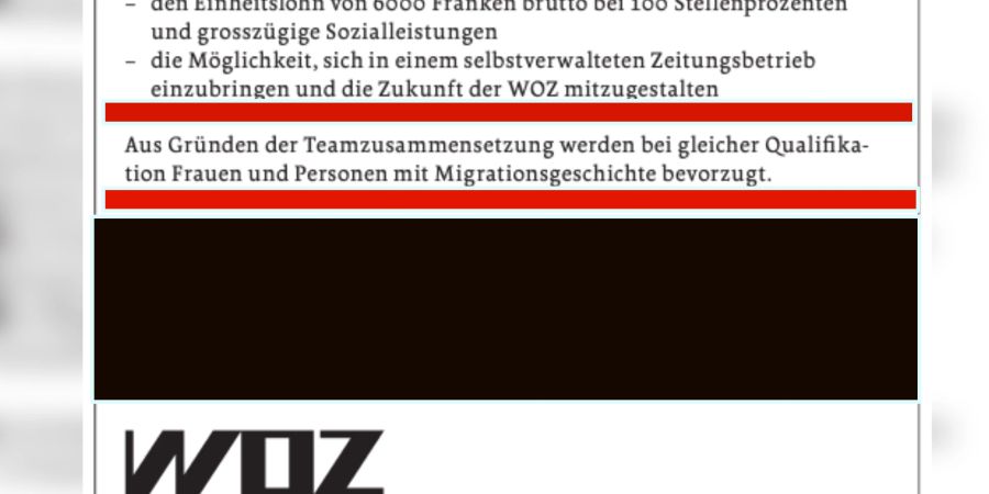 Bei der «Wochenzeitung» bevorzugt man bei gleicher Qualifikation Frauen und Menschen mit Migrationsgeschichte.