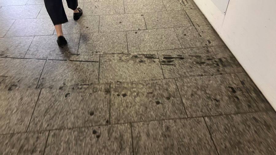 Im Bahnhof wurden zahlreiche taktil-visuelle Leitlinien entfernt oder umgeleitet.