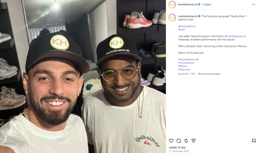 Kastriot Imeri (l) konnte seine Leistungen nach einem Besuch bei Mentaltrainer und Hypnosetherapeut Kishore Hirt steigern.