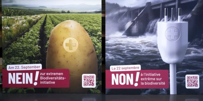 Plakate des Komitees gegen die Biodiversitätsinitiative. Plakate Komitee gegen Biodiversitätsinitiative