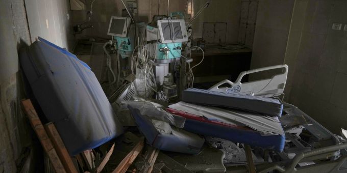 Schäden in Krankenhaus im Gazastreifen. Gazastreifen
