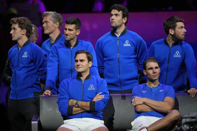 Novak Djokovic beim Abschieds-Auftritt von Roger Federer. Novak Djokovic
