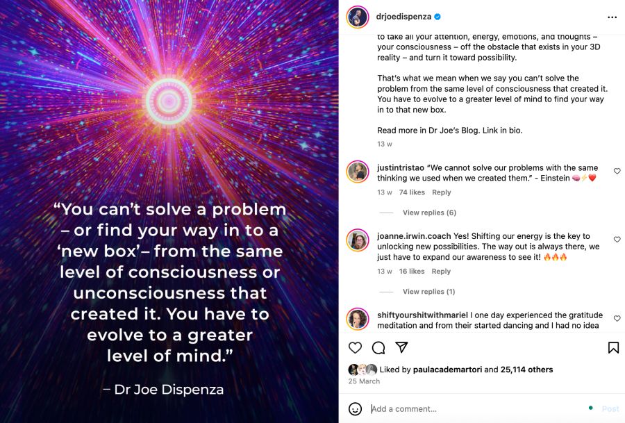 Instagram Screenshot Dr Joe Dispenza