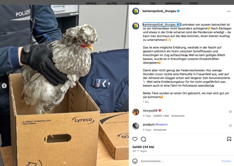 huhn polizei thurgau