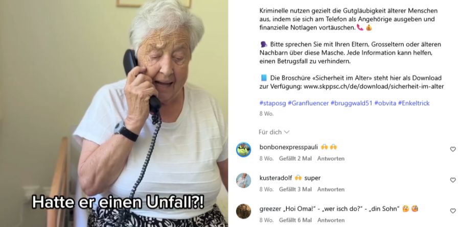 Das Video über den Enkeltrick fuhr tausende Klicks ein.