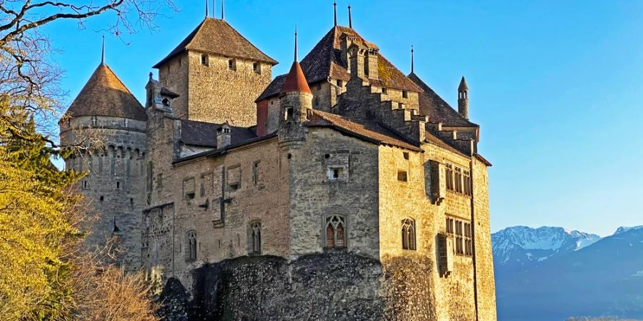 Château Chillon Genfer See Bergkulisse Alpen