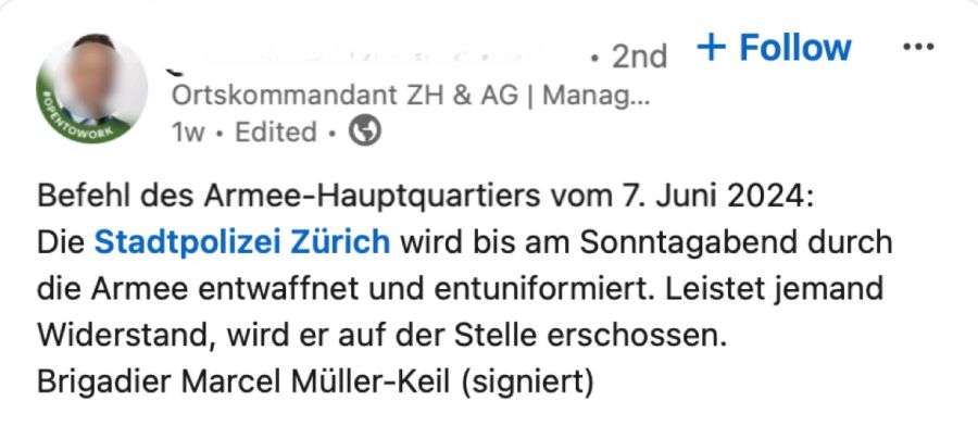 Wegen diesem Beitrag ist der Fake-Brigadier wahrscheinlich wieder in Untersuchungshaft.