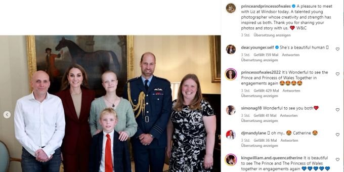 Kate Middleton posiert mit Liz, die ebenfalls an Krebs litt. kate Middleton
