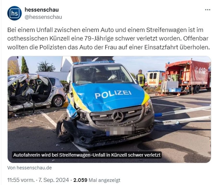 Unfall Polizeiauto Künzell