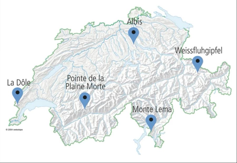 Insgesamt besteht das Wetterradarnetz Schweiz aus fünf Wetterstationen.