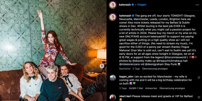 Kate Nash mit ihrer Band. onlyfans kate nash