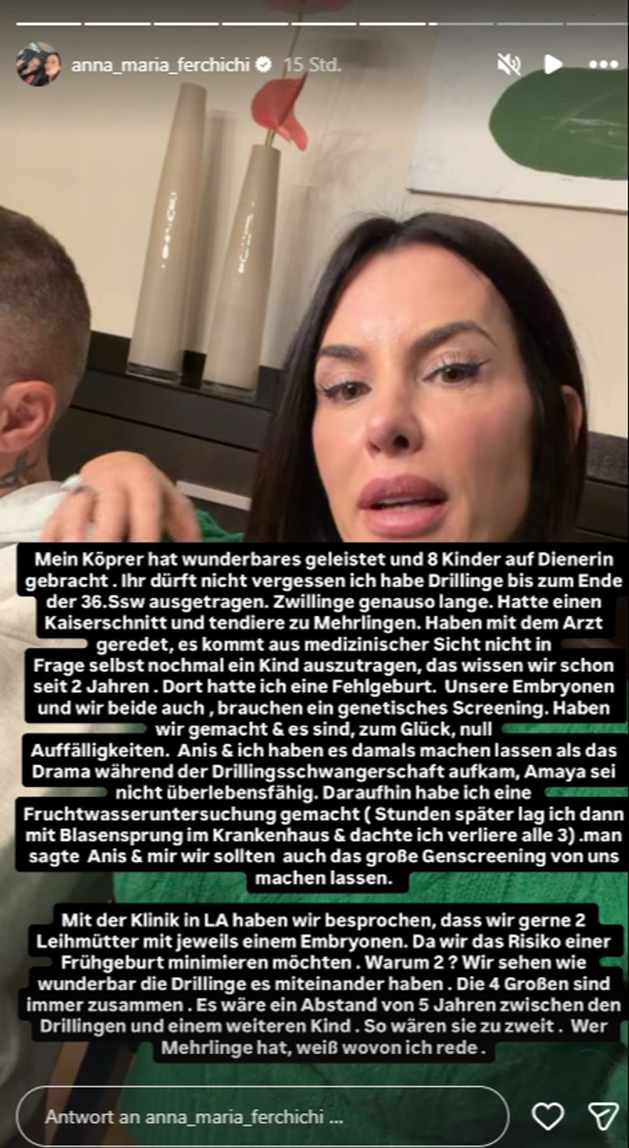 Die achtfache Mama erklärt, warum sie selbst kein Kind mehr austragen kann.