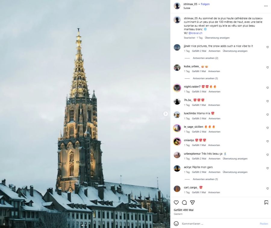 Ein französischer Extremkletterer erklimmt das Münster.