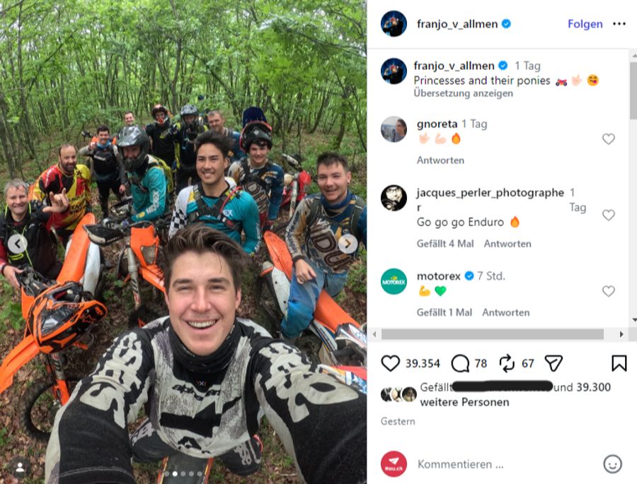 Franjo von Allmen holt sich beim Motocross einen Adrenalinschub.