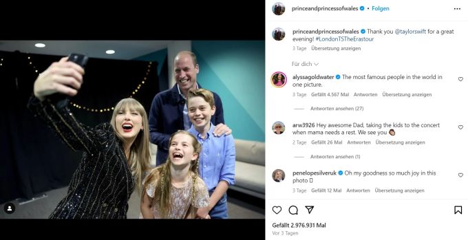 Taylor Swift und Prinz William haben sich in London getroffen. meghan markle