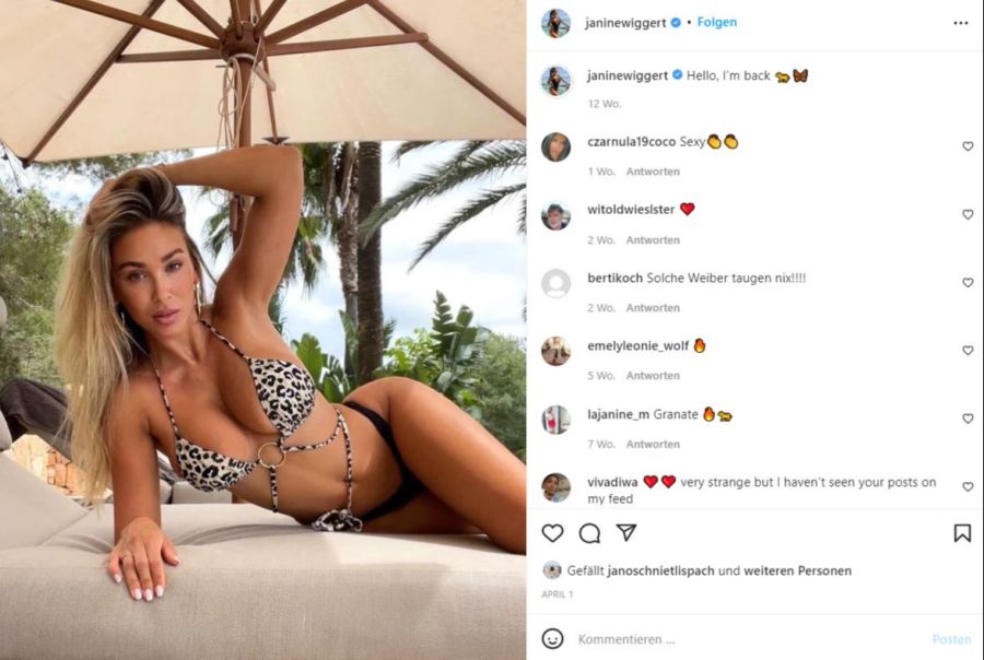 Hossa! Janine Wiggert macht im Bikini eine gute Figur.