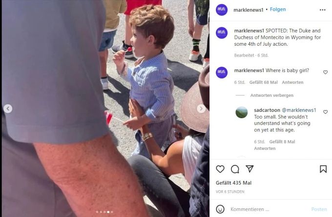 Ein aktuelles Bild von Archie in den USA. Er schleckt einen Lolli während er mit Mama Meghan Markle der Parade zuschaut. meghan markle