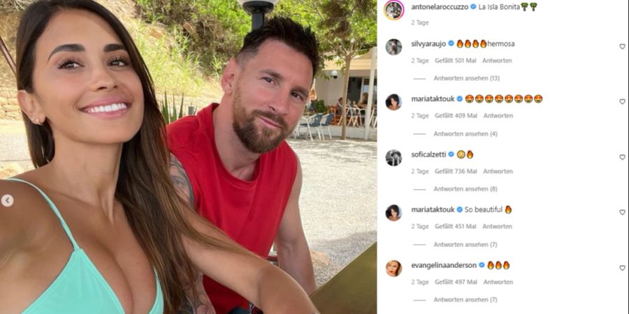 Lionel Messi mit seiner Frau Antonela Roccuzzo in den Ferien.