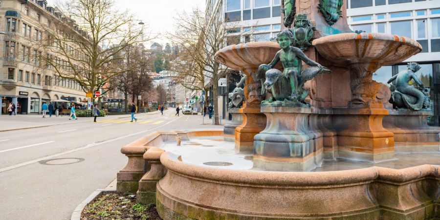 Der Broderbrunnen am Oberen Graben in St. Gallen.