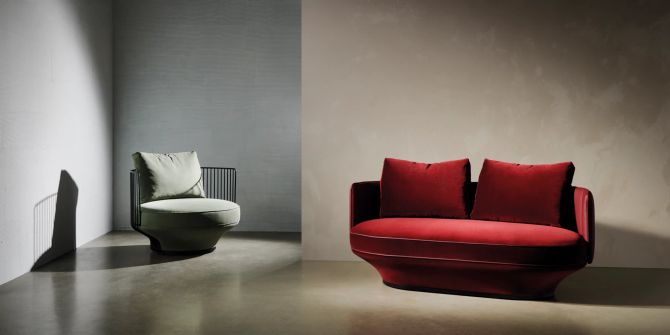 Design Sofa rot Sessel grau