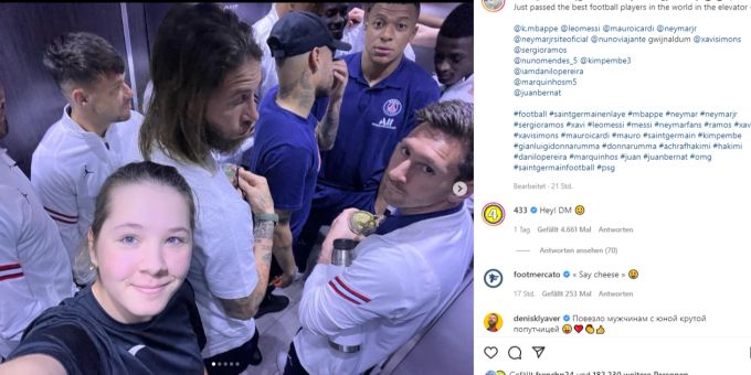 Ein Selfie mit Lionel Messi und Co.: Die Nachwuchs-Golferin Marta Silchenko nutzt die Gunst der Stunde. Lionel Messi