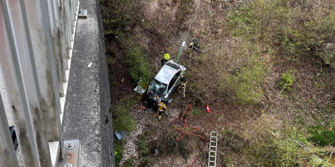 Lütisburg SG: Auto landet in Bachbord. Lütisburg SG