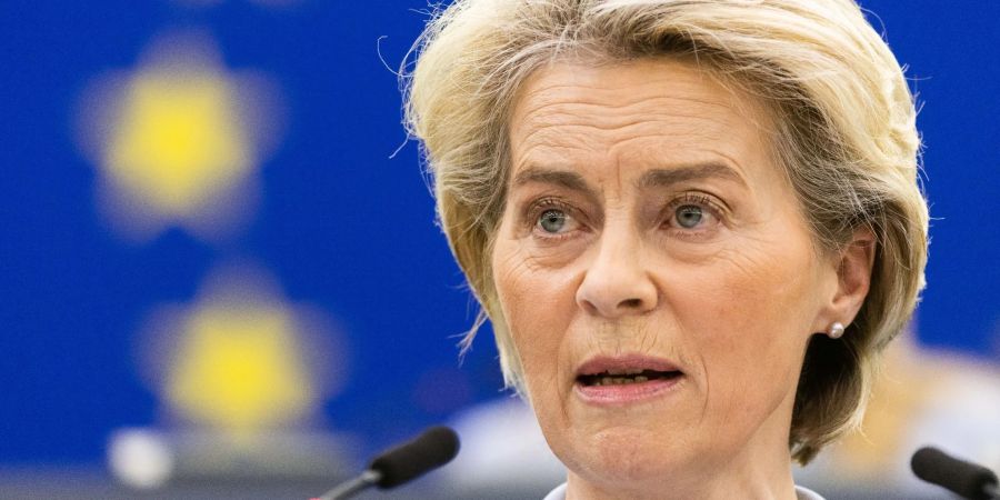 EU-Kommissionspräsidentin Ursula von der Leyen spricht im Europäischen Parlament.