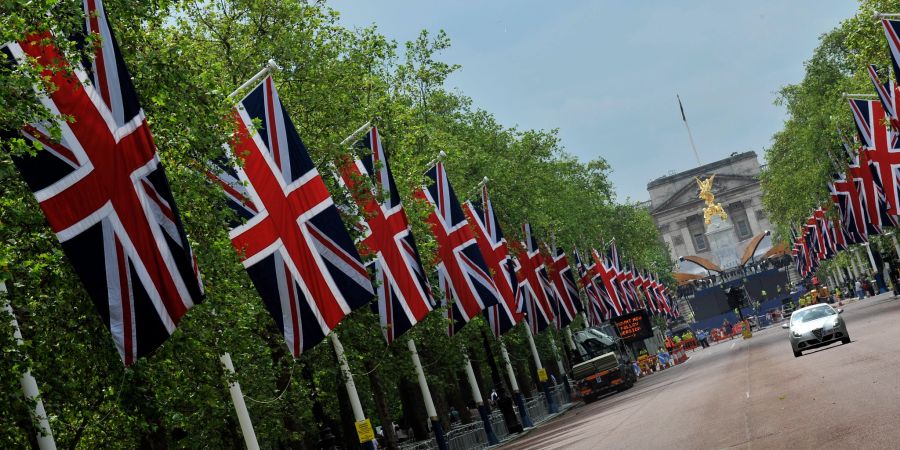 Strasse Buckingham Palace Flaggen Autos England