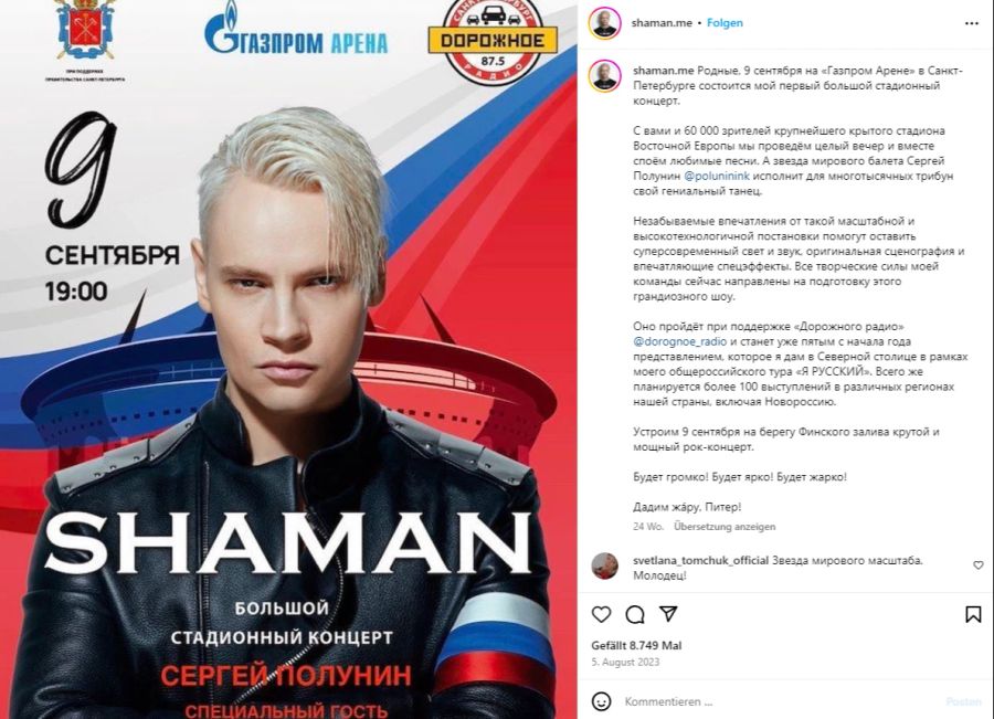 Shaman ist ein Pro-Putin-Sänger aus Russland. Sein Lied «Ich bin Russe» ist in Russland ein grosser Hit.