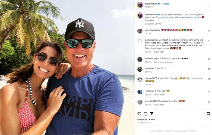 Dieter Bohlen und seine Carina im Malediven-Urlaub. Dieter Bohlen